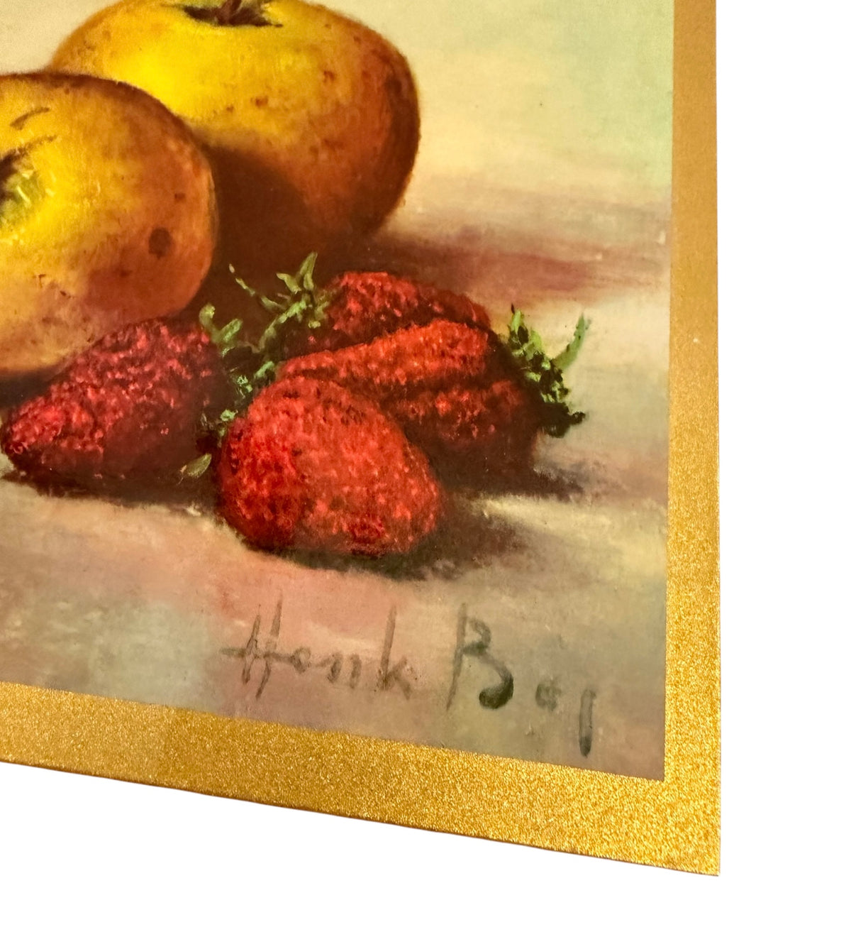 Vintage Henk Bos Still Life Wall Plaque – Donald Art Co. Apples & Strawberries – 8” x 8”