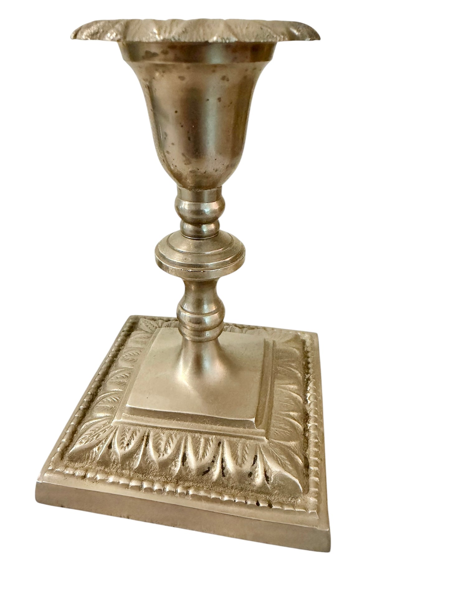 Pewter Antique/Vintage Candlestick – Fluted Petal Capital - Pair