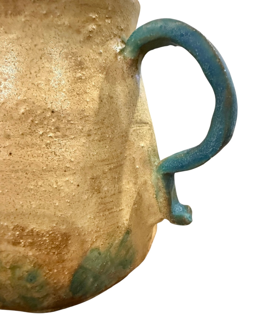 Studio Pottery Pitcher | Vintage Handcrafted Stoneware with Teal Glaze Accent