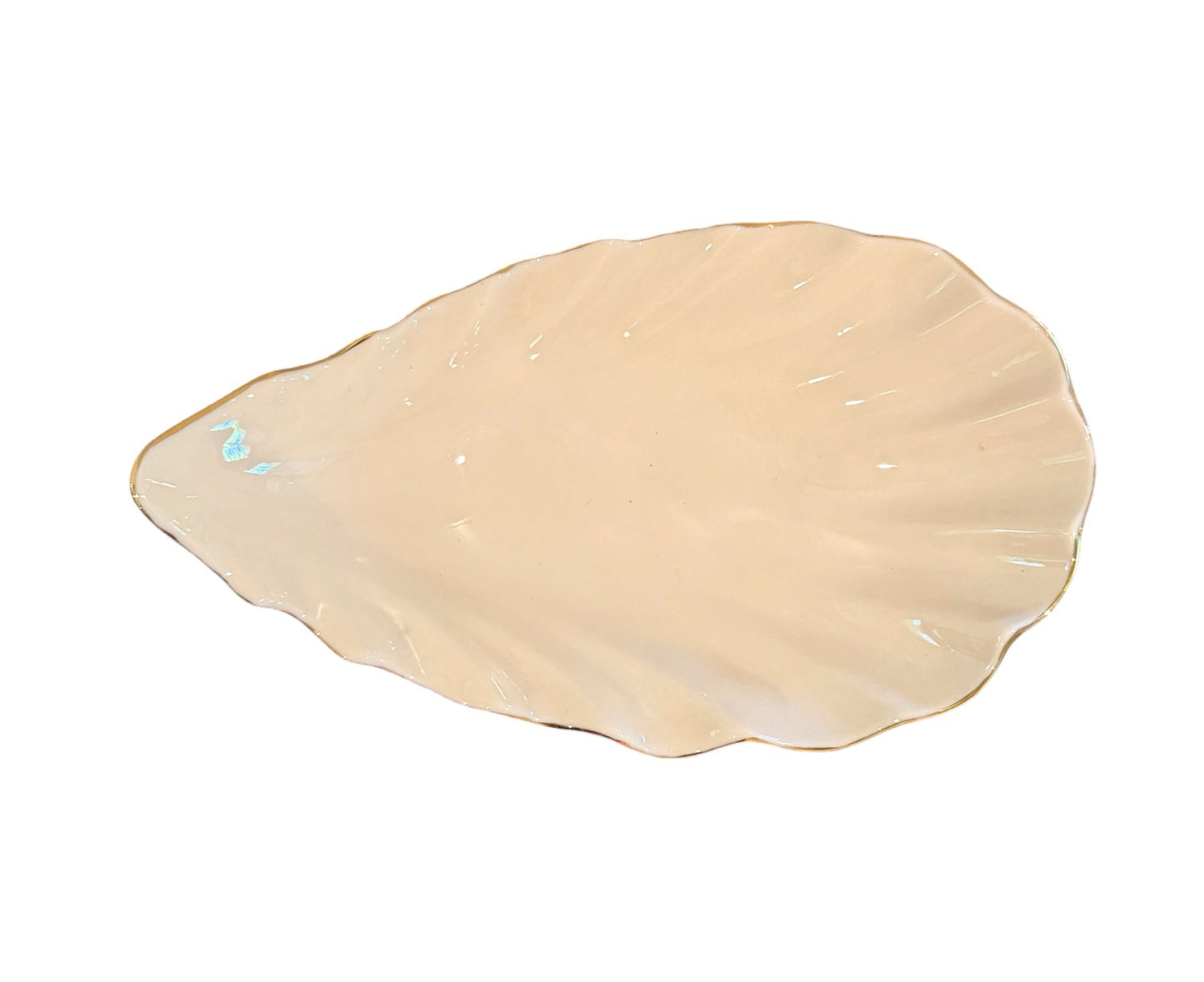 Handmade Studio Art Ceramic Bowl – Gold Luster Scalloped Rim, Ivory Porcelain Style, The Clay Pot Studio NYC