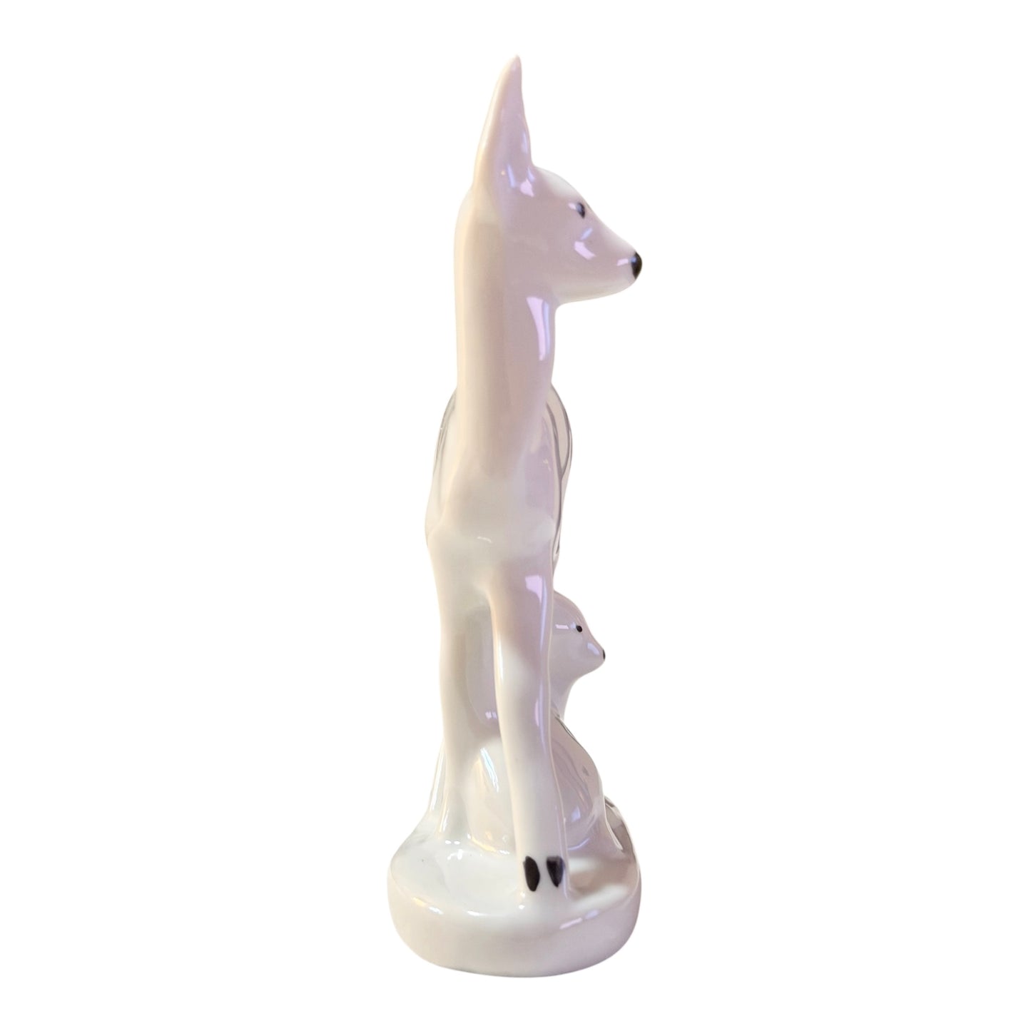 White Vintage Porcelain Doe & Fawn Figurine | Mid-Century Deer