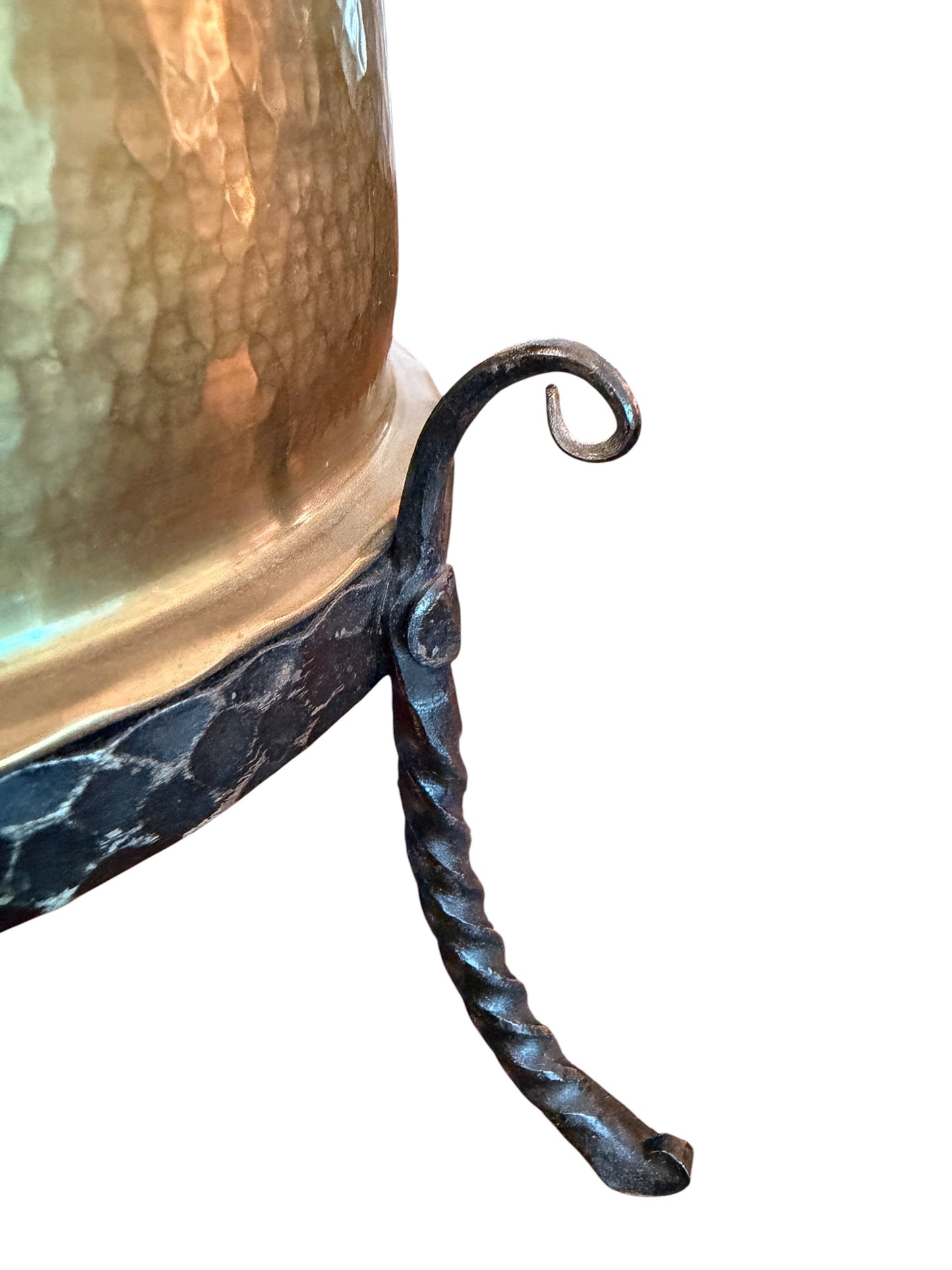 Antique Hammered Copper Kettle on Wrought Iron Stand | Turkish / Swedish Style Tea Warmer