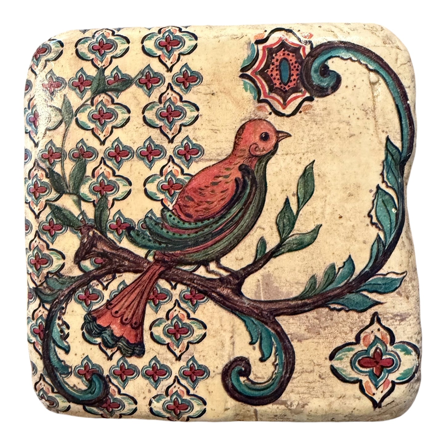 Kate McRostie Vintage Old World Bird Ceramic Tile Coasters – Set of 4