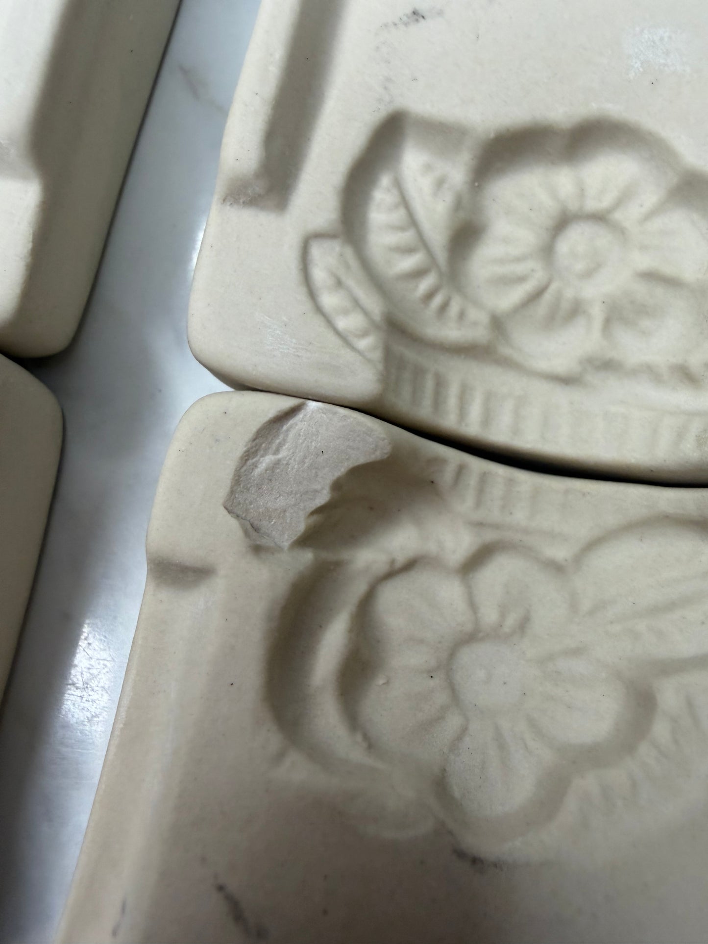 Set of 2 Jareen “Edible Compliments” Porcelain Butter Molds | Flower Design, 1980s