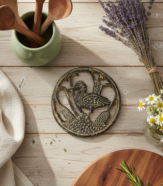 Duck Trivet | Rustic Marsh Scene Kitchen Decor