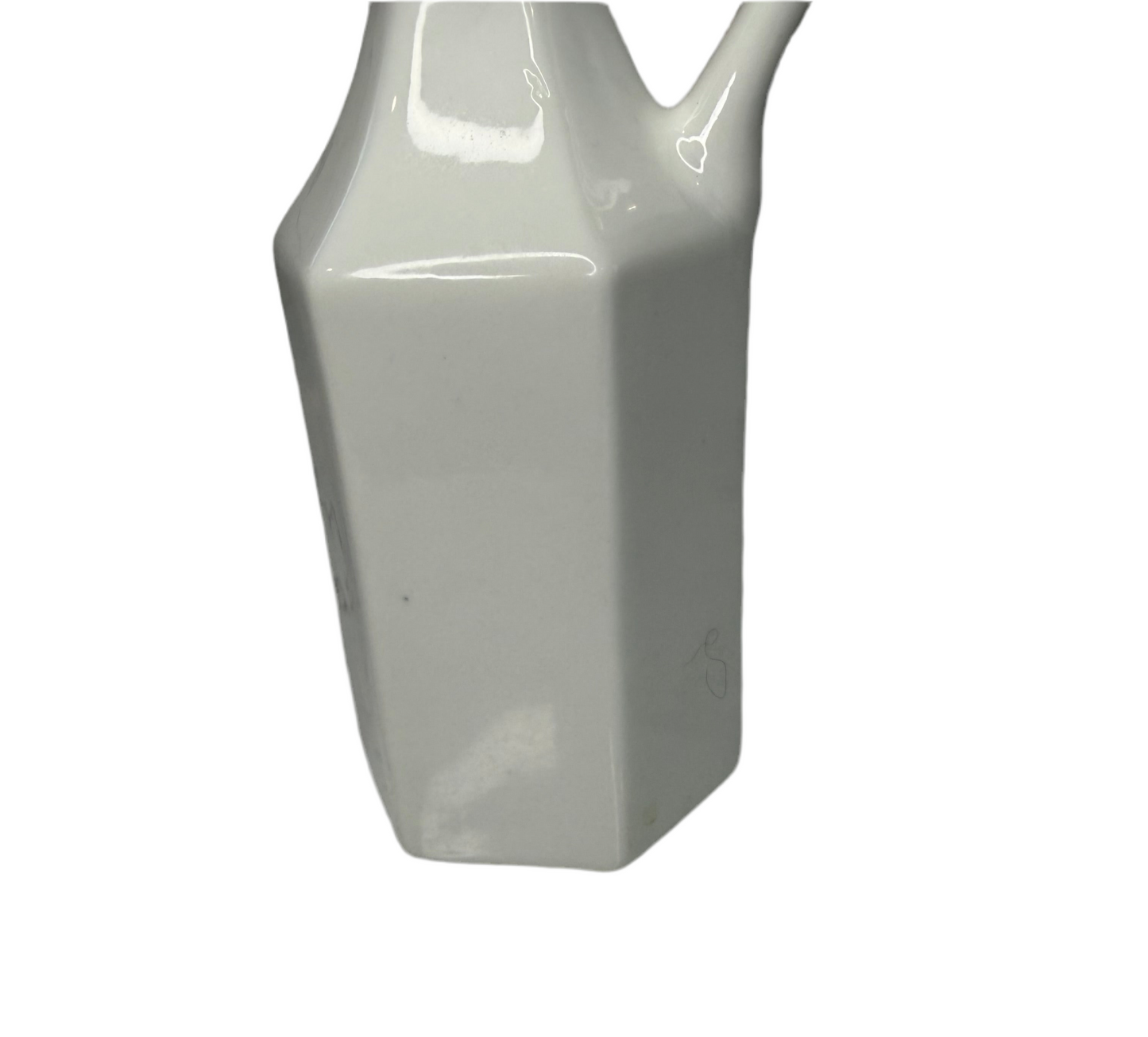 Vintage Xcell White Ceramic Cruet with Stopper – Hexagonal Oil/Vinegar Bottle