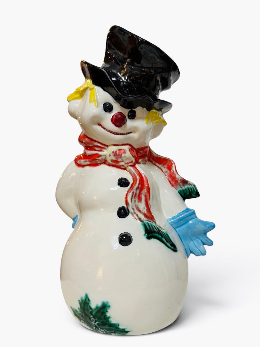1971 Byron Mold Hand-Painted Ceramic Snowman Figurine – 11”