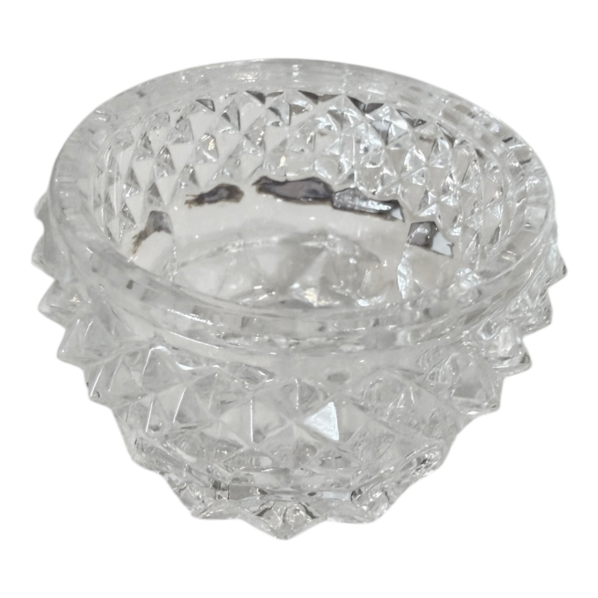 German Lead Crystal Vintage Open Salt Cellar – Diamond Point Cut Salt Dip Dish