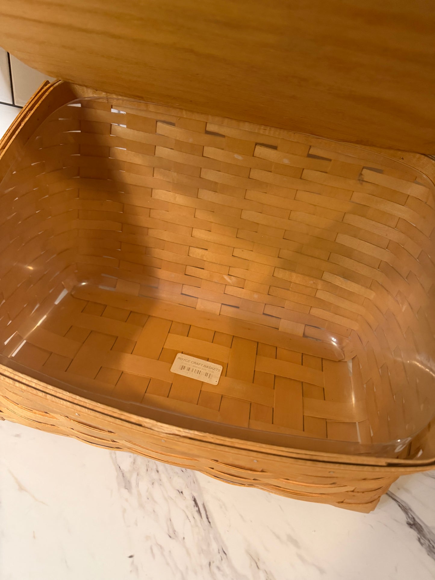 Vintage 1999 Royce Craft Bread Basket Box with Wood Lid