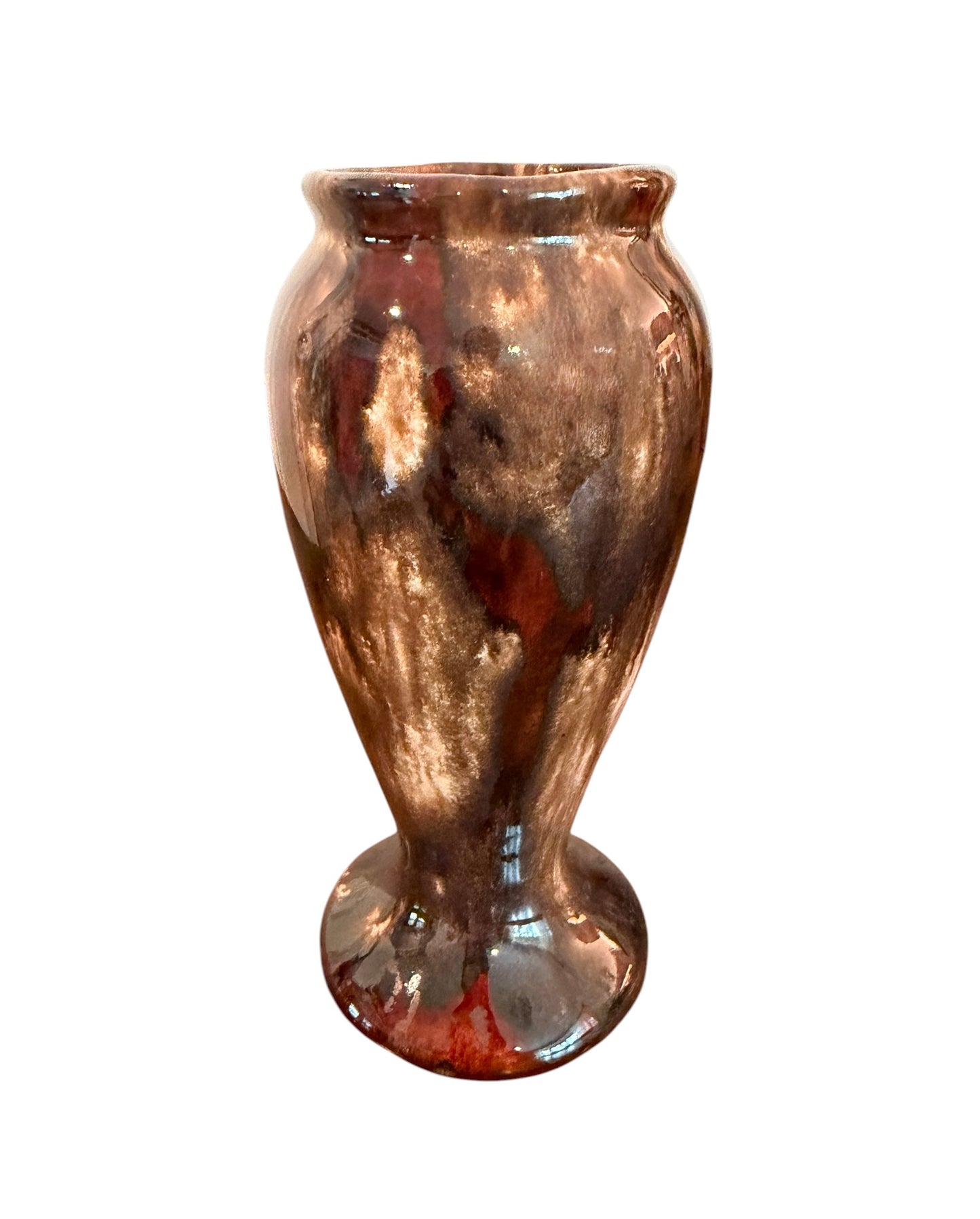 Brush McCoy Brown Onyx Vintage Vase #745 | 1930s Pottery | Mottled Drip Glaze Pedestal Vase