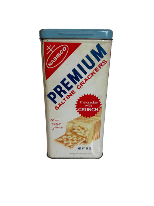 Vintage Nabisco Premium Saltine Cracker Tin Canister (c. 1969)