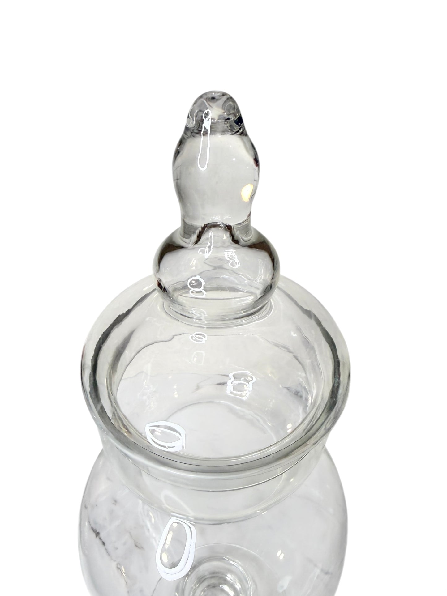 Large 16” Hand-Blown Glass Apothecary Jar with Lid – Footed Candy Jar | Vintage-Style Display Vessel