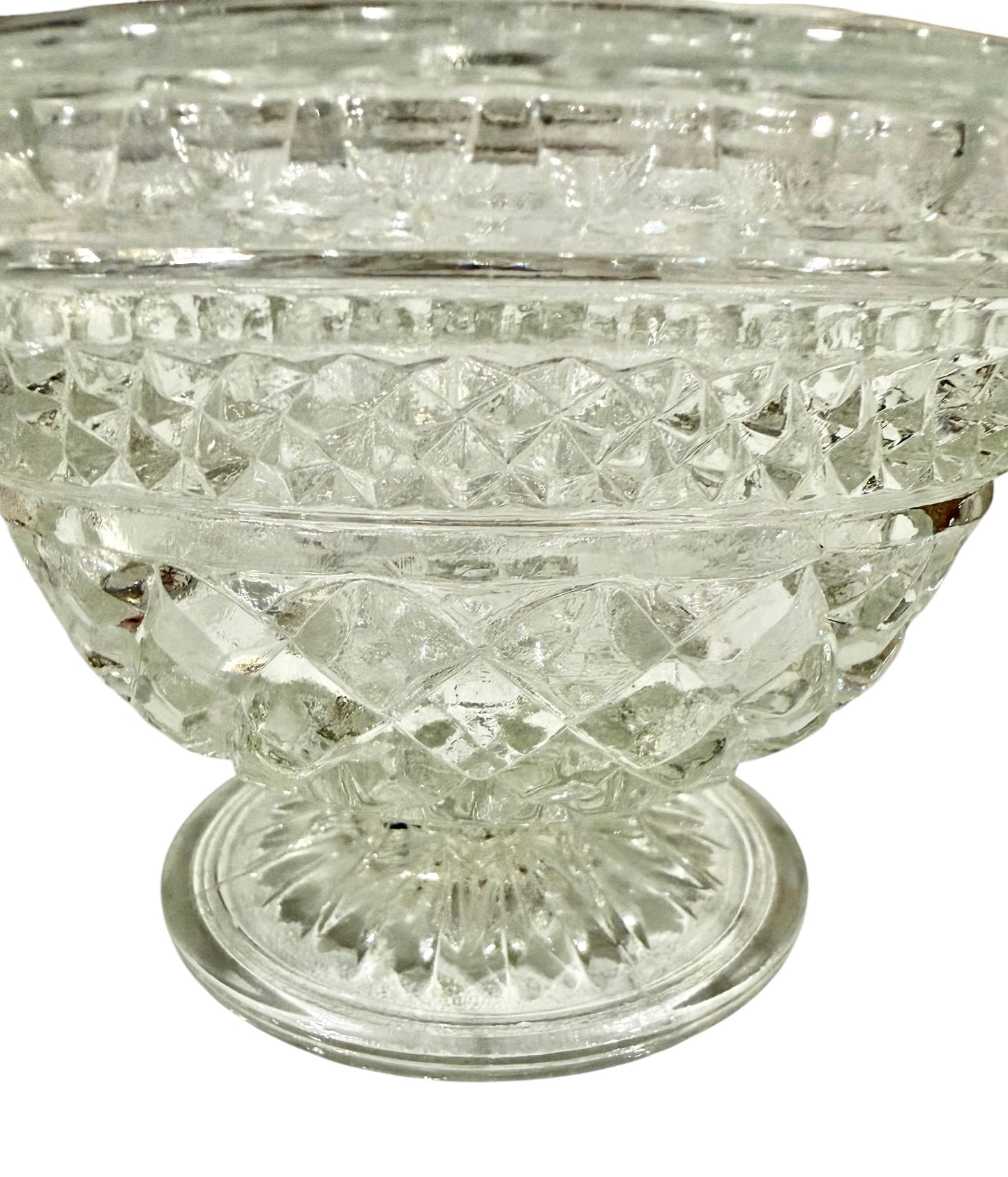 Anchor Hocking Vintage Wexford Lidded Candy Dish | Footed Pressed Glass Compote | Diamond Point Pattern