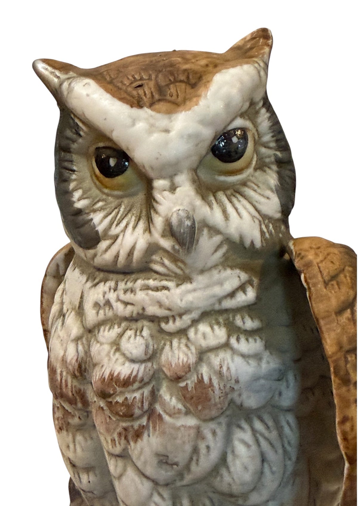 Great Horned Owl Figurine – Hand-Painted Ceramic Woodland Decor – 7”