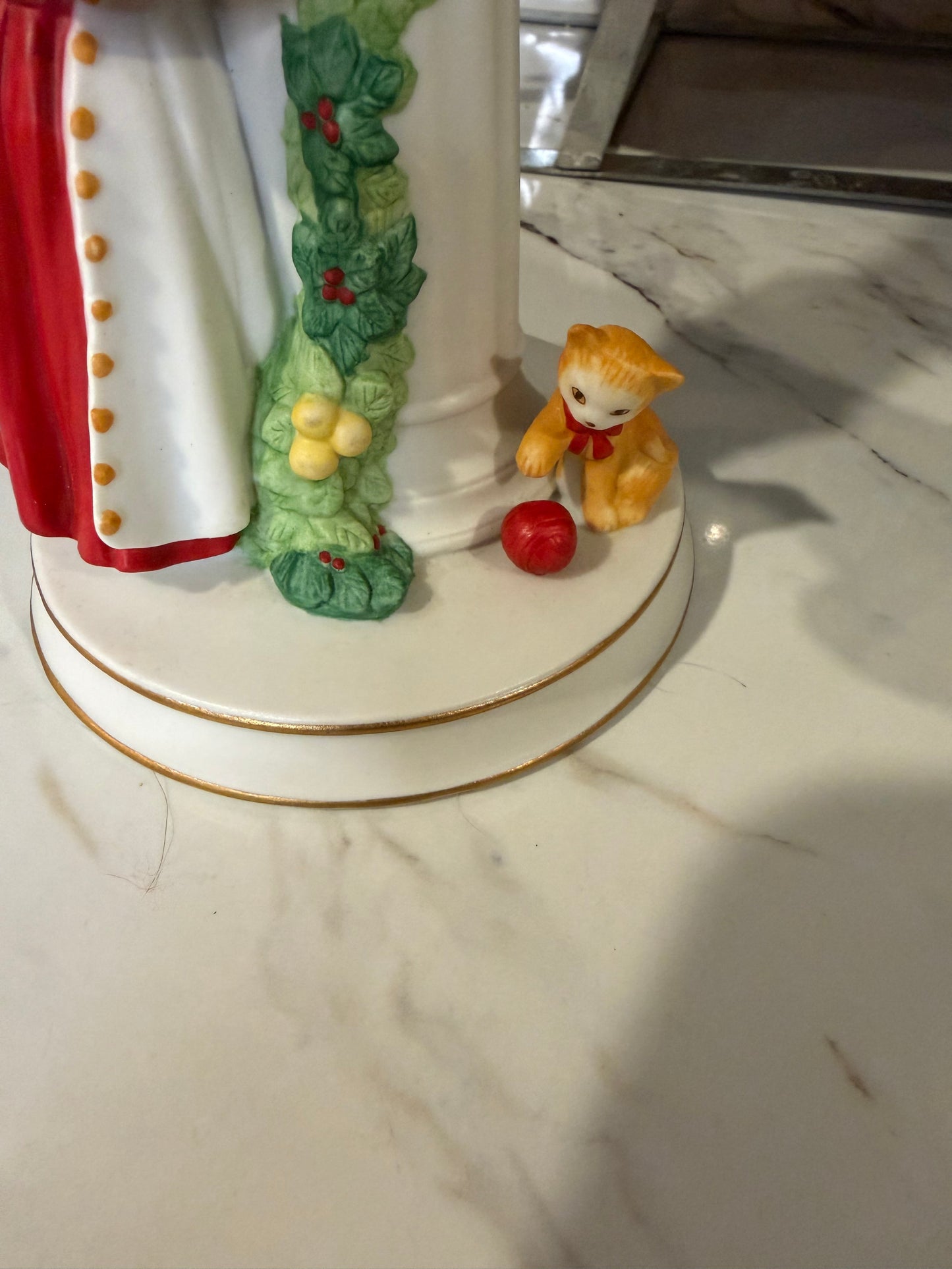 Vintage Danbury Mint “Christmas Candlesticks” — Mrs. Claus & Elves — 1990s Ceramic Pair with 23kt Gold Accents