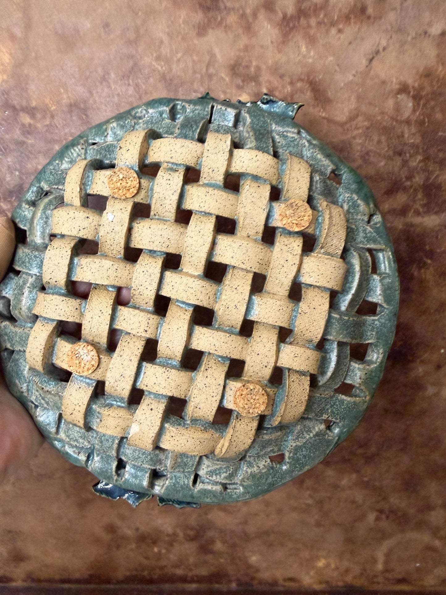 Handmade Rustic Woven Pottery Basket Bowl – Grape & Vine Design