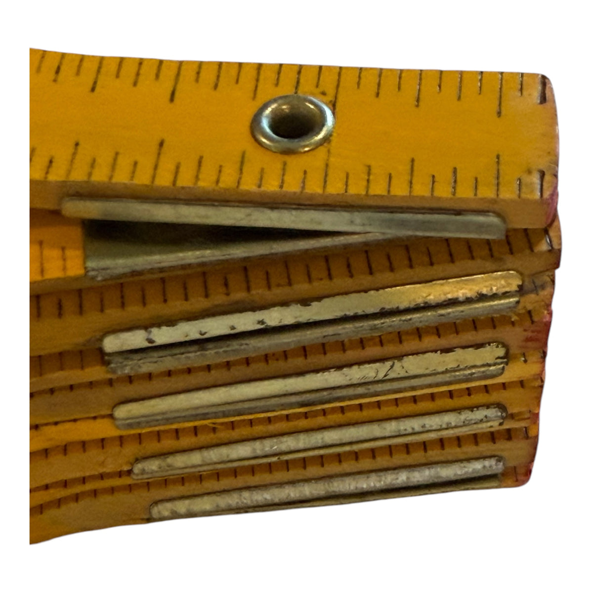 Yellow Wooden Folding Carpenter’s Ruler – Vintage Folding Measuring Rule