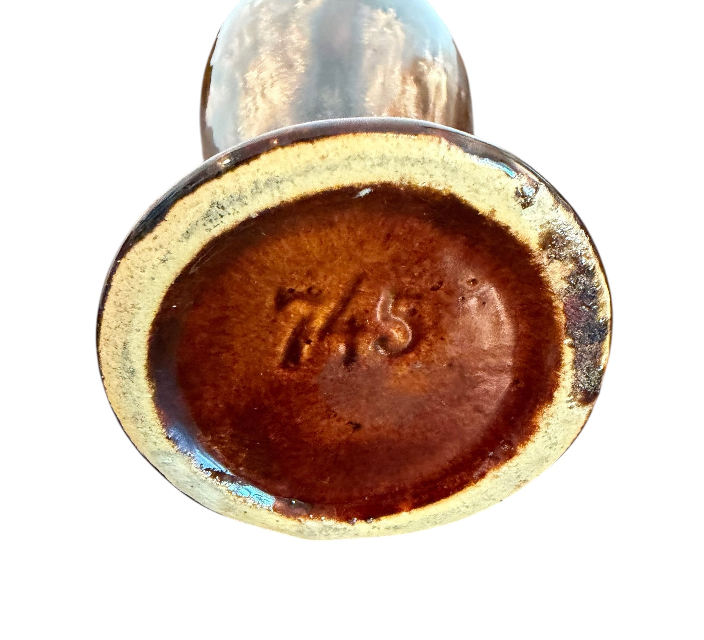 Brush McCoy Brown Onyx Vintage Vase #745 | 1930s Pottery | Mottled Drip Glaze Pedestal Vase
