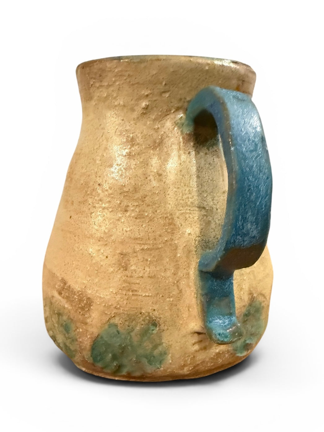 Studio Pottery Pitcher | Vintage Handcrafted Stoneware with Teal Glaze Accent