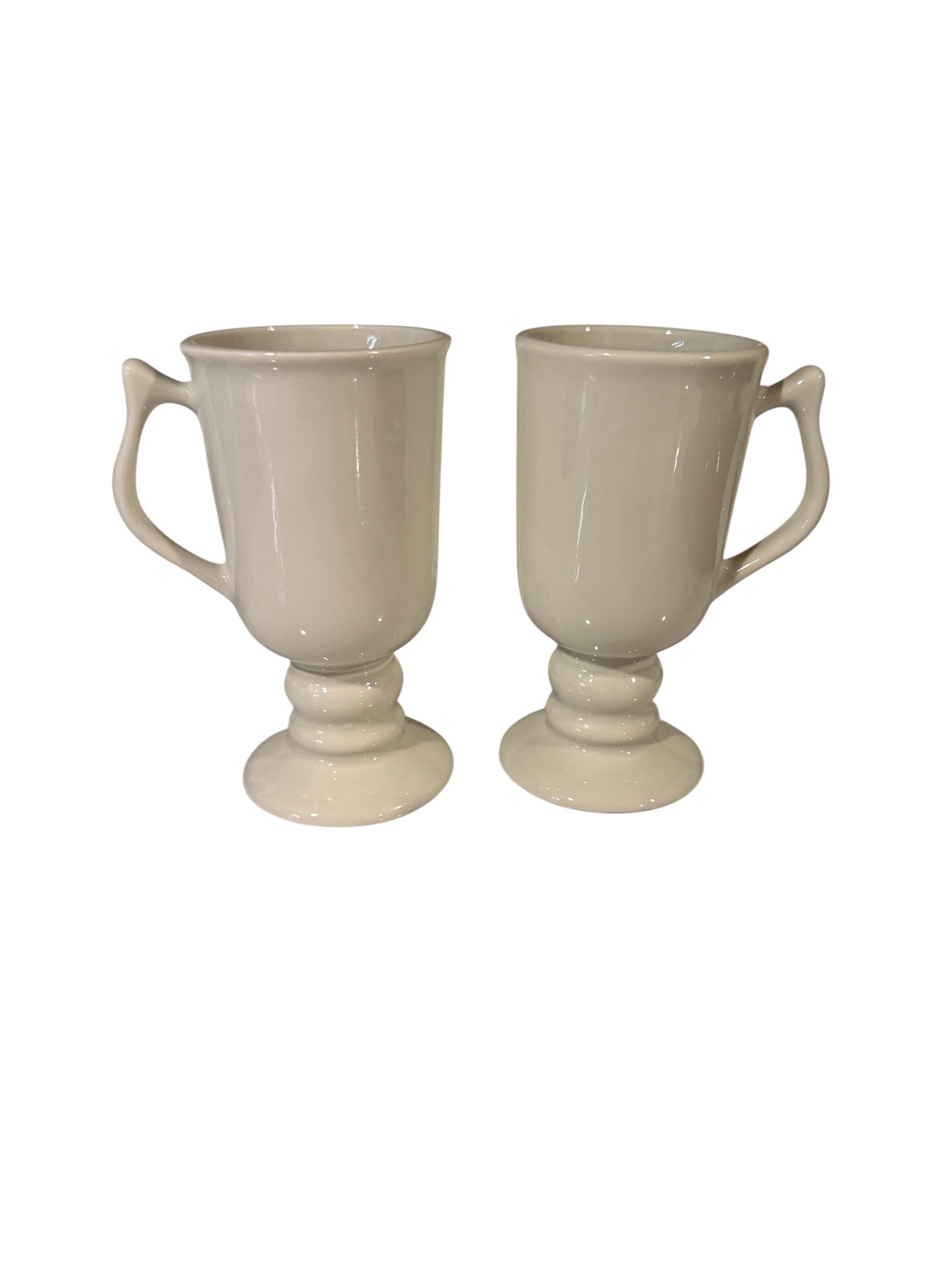 Hall China Vintage Pedestal Irish Coffee Mugs – Set of 2 | Stoneware - Ironstone | Made in USA
