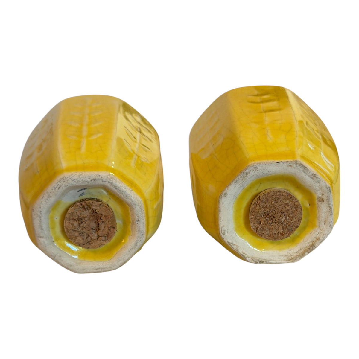 Shawnee Pottery Flower & Fern Yellow Salt & Pepper Shakers – 1940s