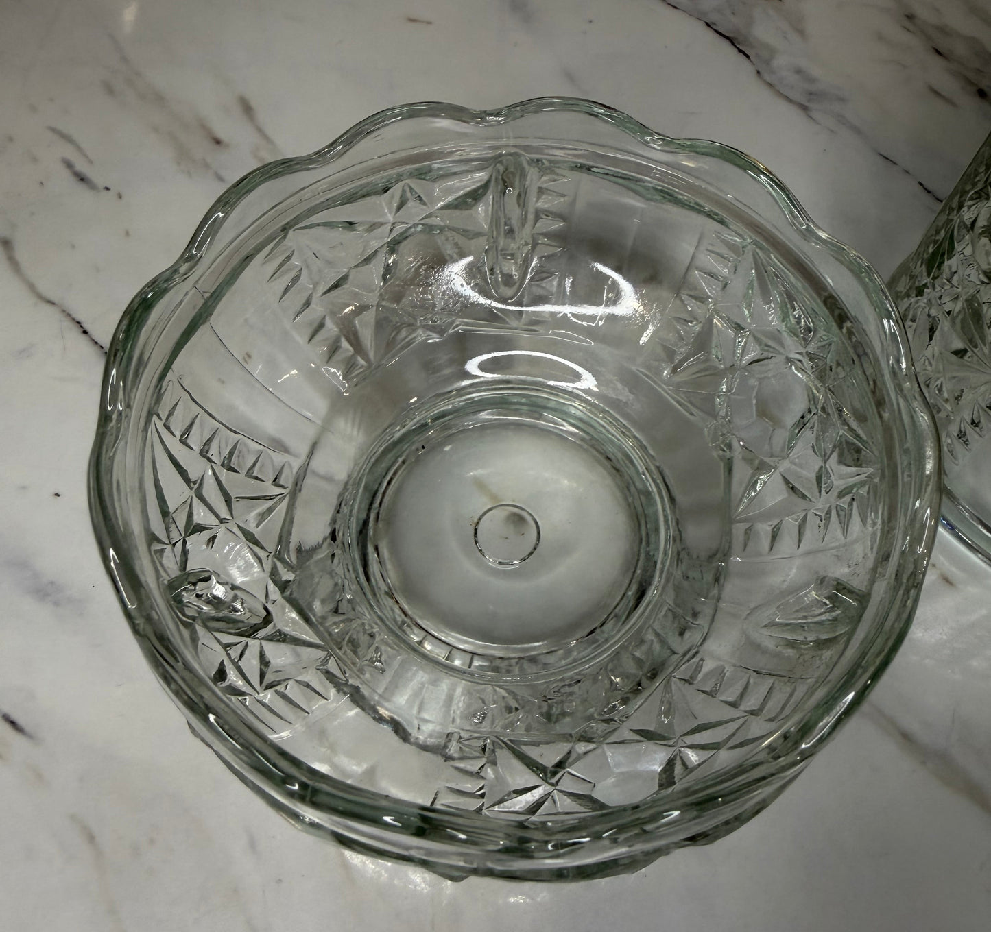 Vintage Indiana Glass “Stars and Bars” Fairy Lamp | Clear Pressed Glass – 2 Piece – 1960s