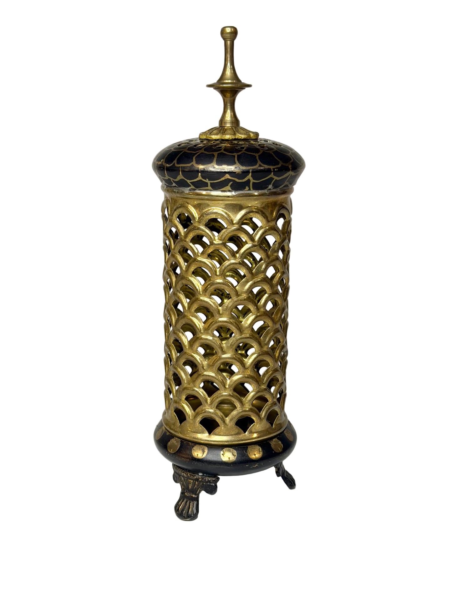 Vintage Brass Pierced Lantern Candle Holder