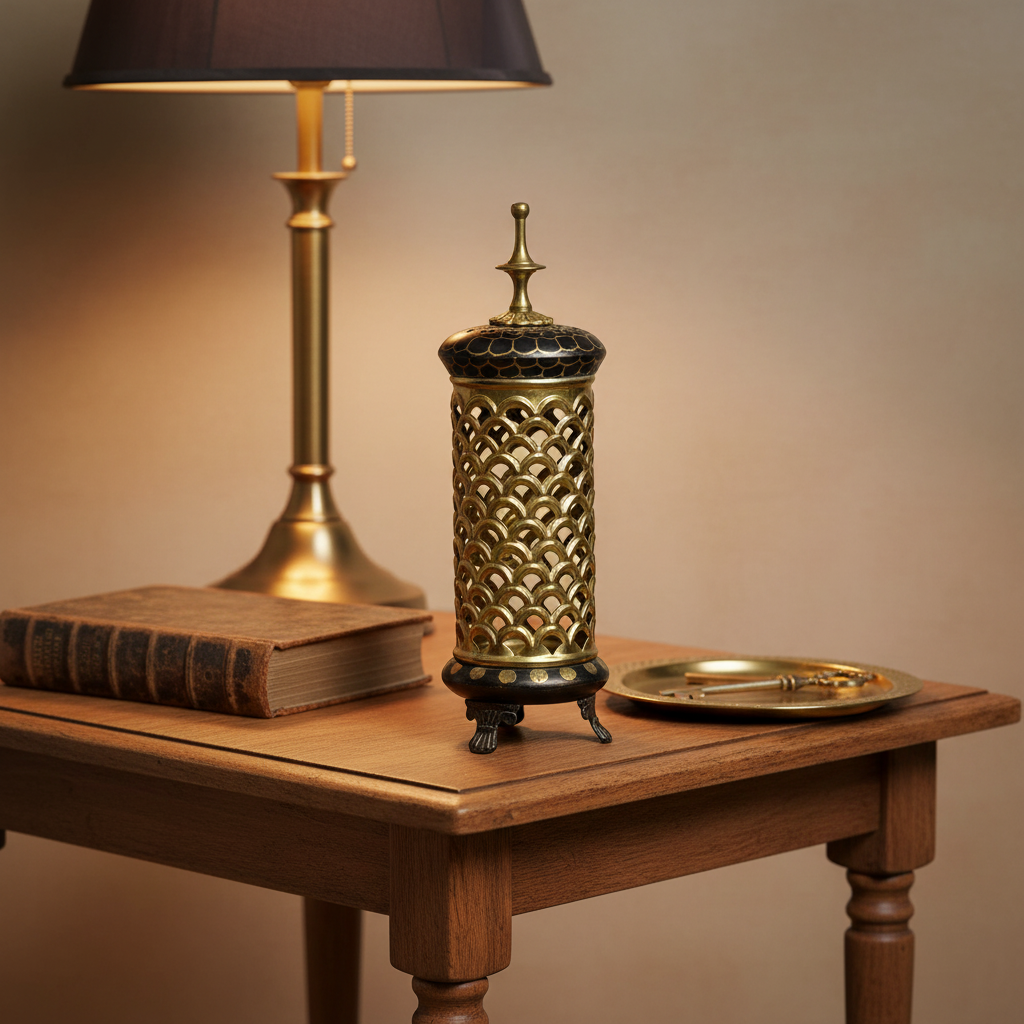 Vintage Brass Pierced Lantern Candle Holder