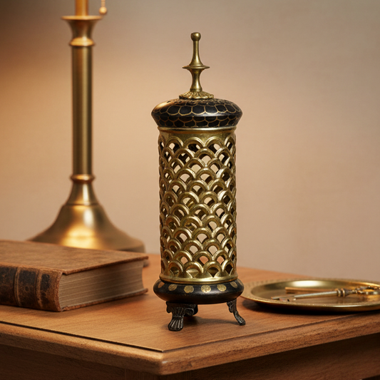 Vintage Brass Pierced Lantern Candle Holder