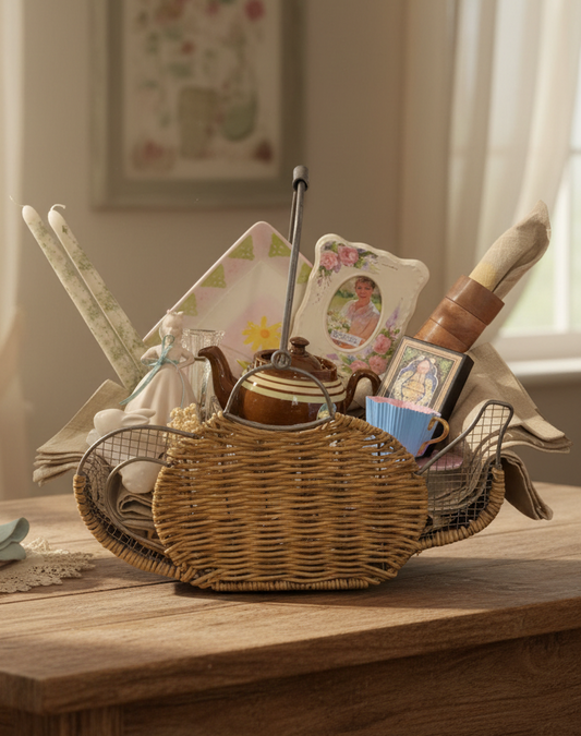 Alice in Wonderland Curated Collection Vintage Tea Party Basket