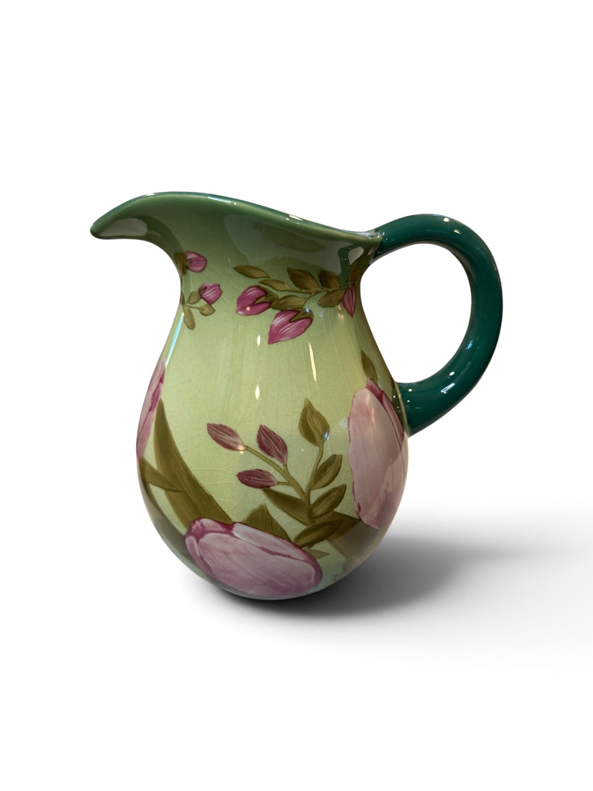 Teleflora Spring Tulip Ceramic Pitcher – Vintage Hand-Painted Floral Vase