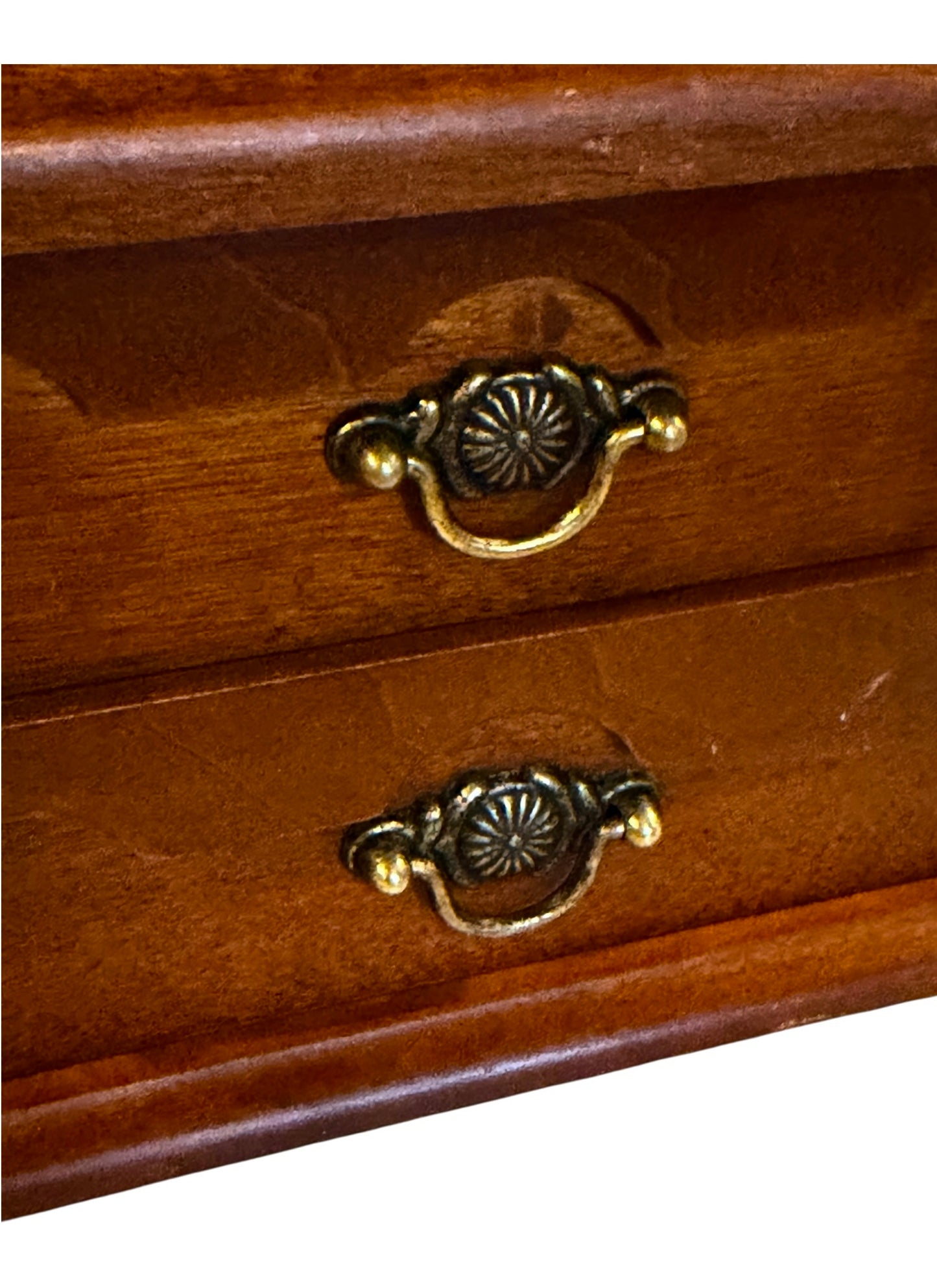 Wooden Vintage Jewelry Box with Mirror & Floral Tapestry Top