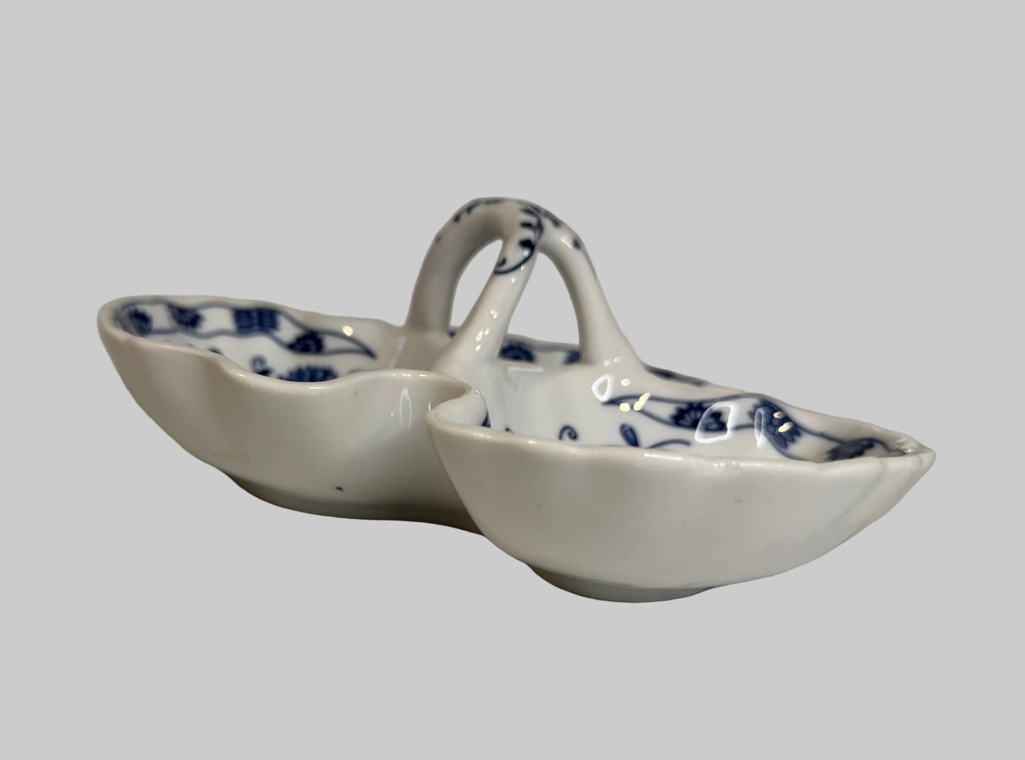 Vintage Vienna Woods Blue Onion Three-Part Relish Dish by Seymour Mann