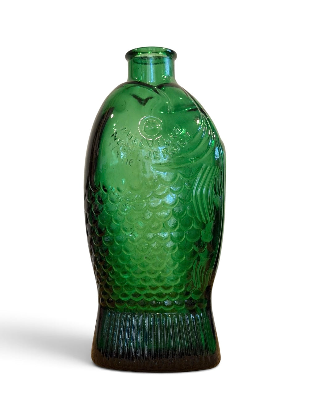 Wheaton Dr. Fisch’s Bitters Vintage Green Glass Fish Bottle – 7.5”