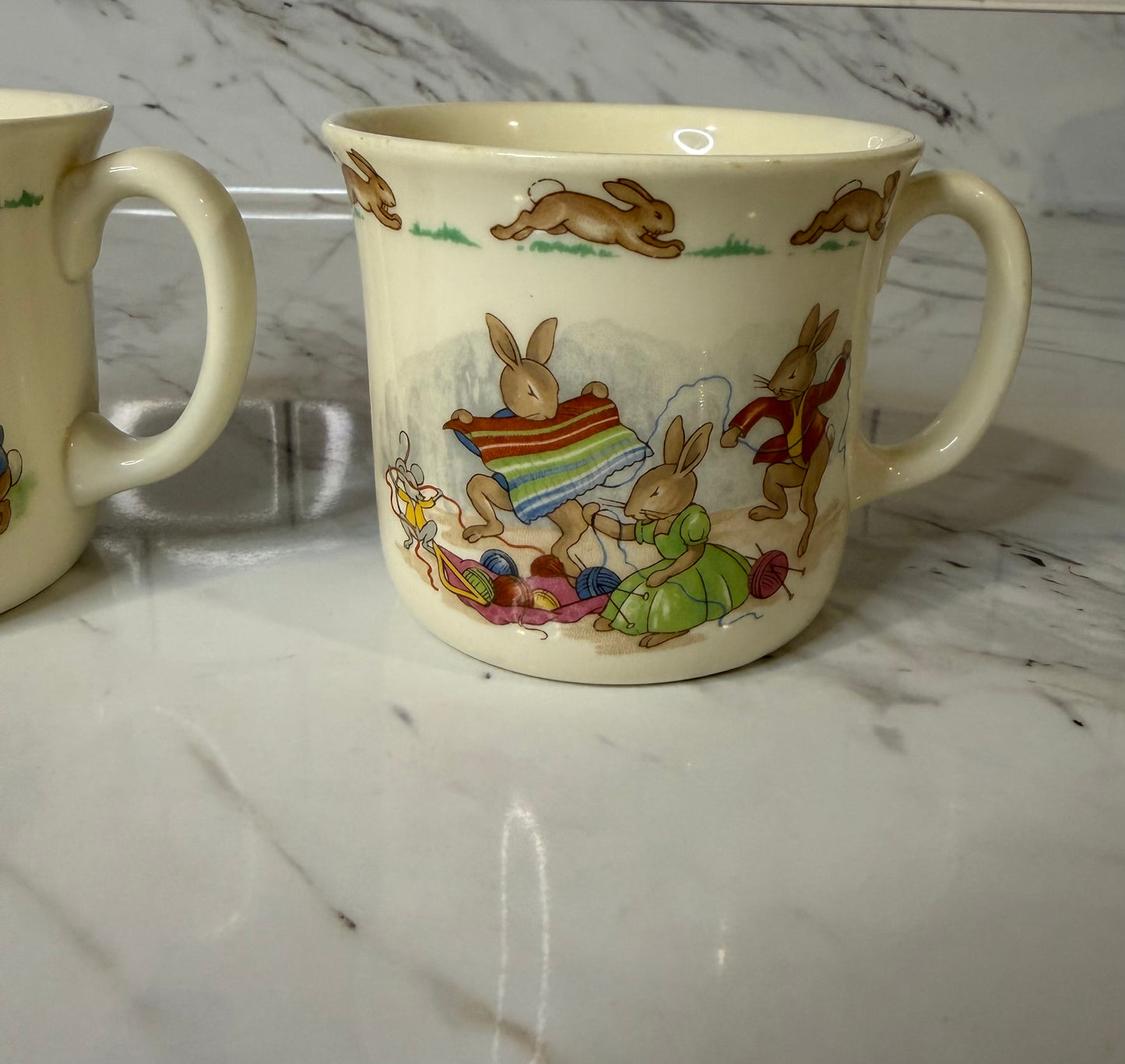 Set of 2 Royal Doulton Bunnykins Mugs — Vintage Children’s Tableware