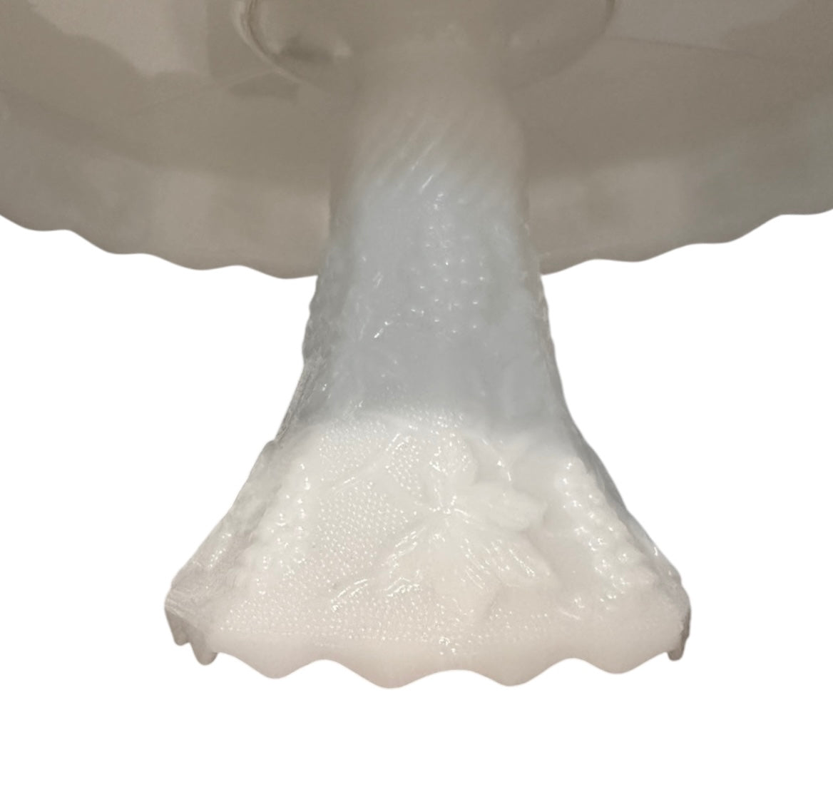 Vintage Milk Glass Pedestal Cake Stand | Harvest Grape / Paneled Grape Pattern | Mid-Century Glass