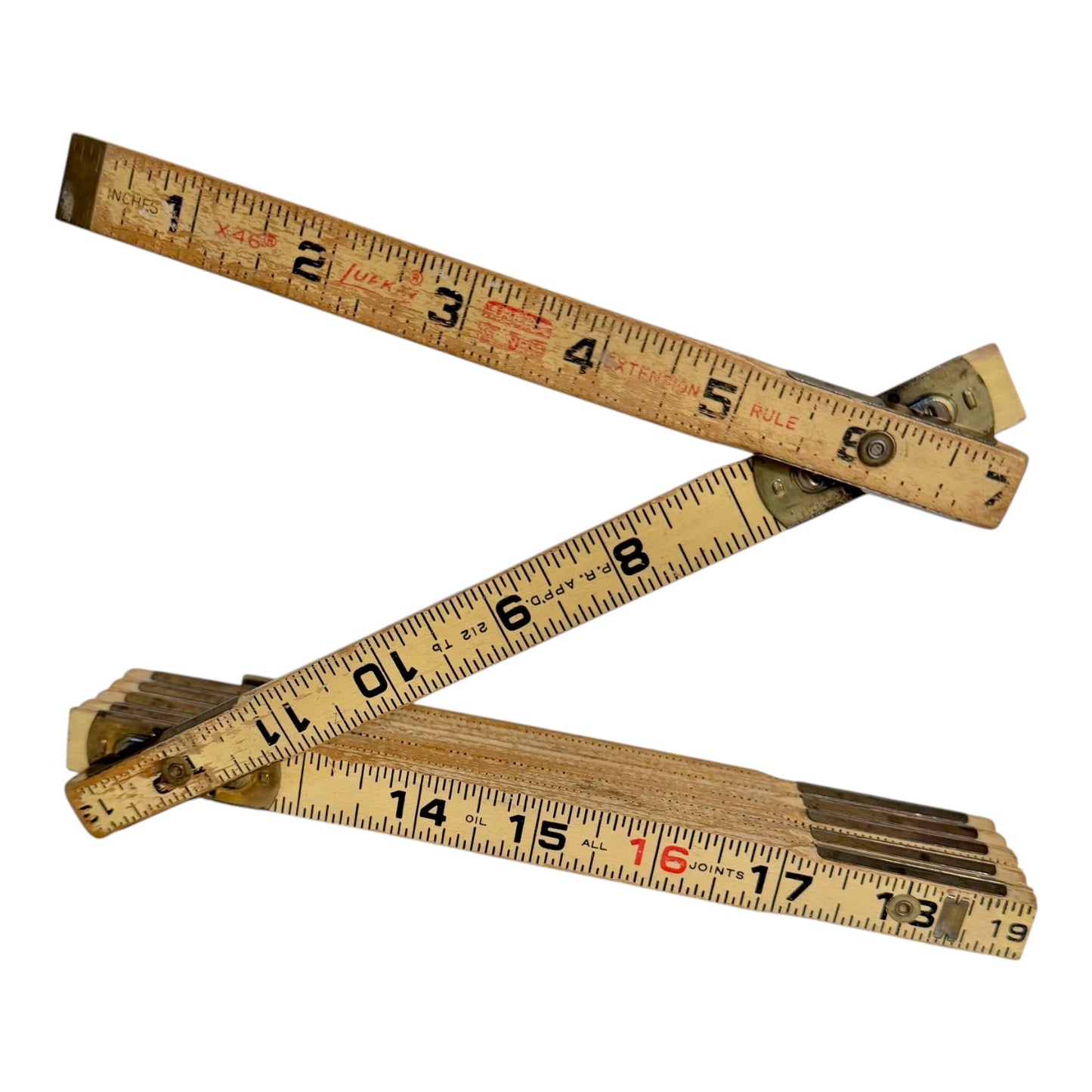 Vintage Lufkin No. X46 Wood Folding Rule – 72" Carpenter's Measuring Tool with Brass Extension