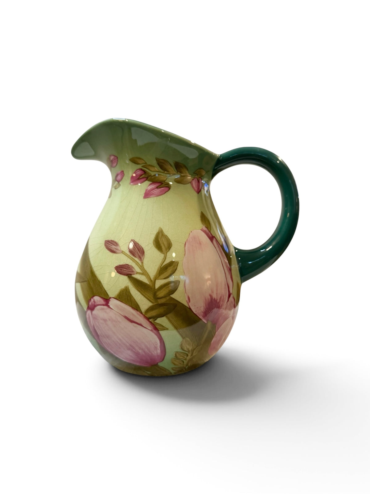 Teleflora Spring Tulip Ceramic Pitcher – Vintage Hand-Painted Floral Vase