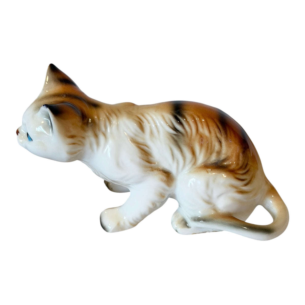 Ginger Tabby Vintage Cat Figurines – Set of 3 Hand-Painted Porcelain Cats Taiwan