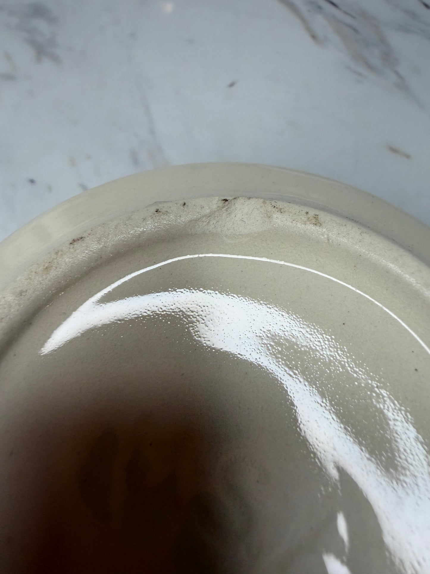 Set of 2 Vintage Ribbed Stoneware Bowls – Off-White “Beehive” Ringware (USA)