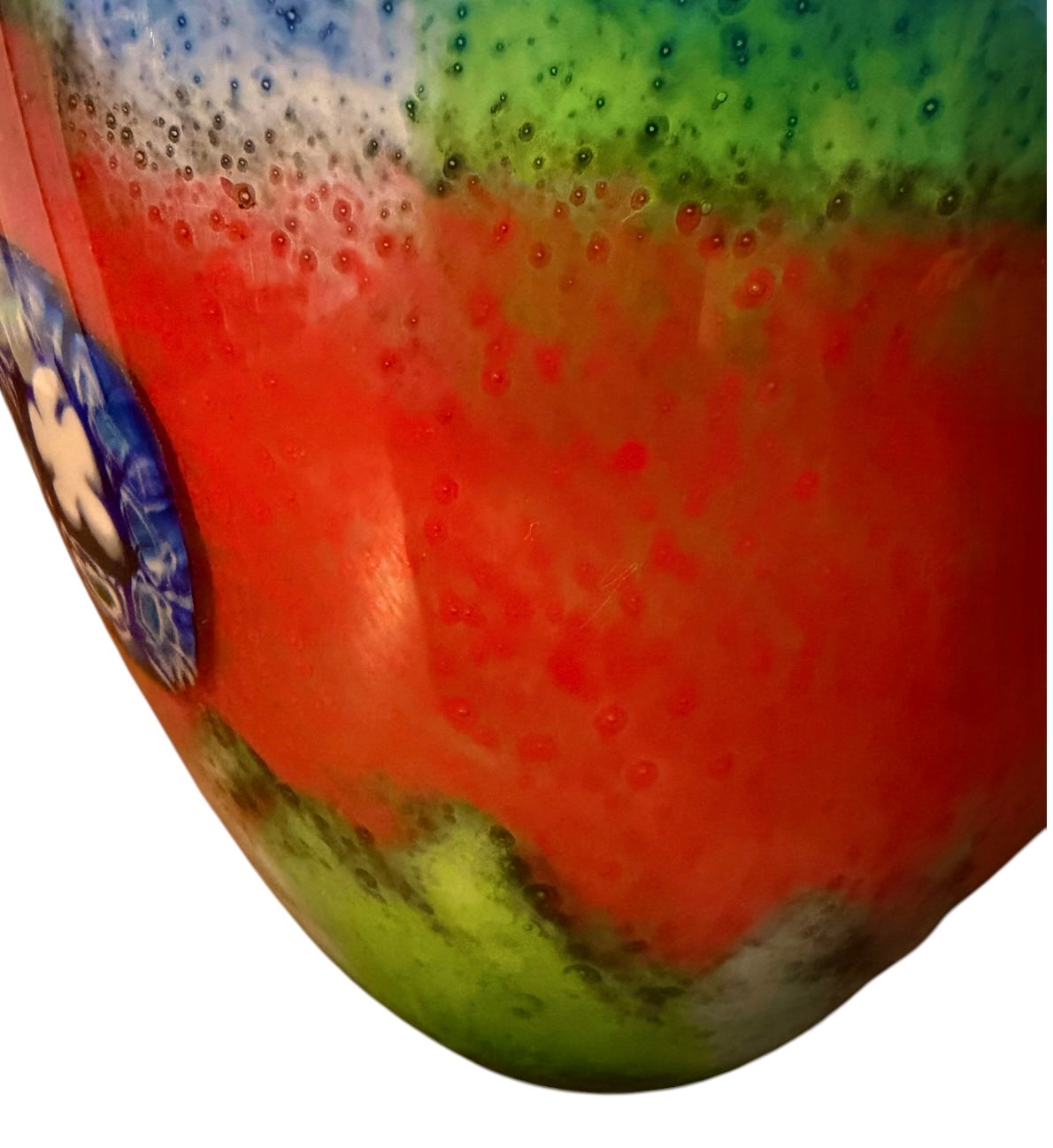 Murano-Style Vintage Millefiori Art Glass Vase – Hand-Blown Murrine Mosaic Cased Glass