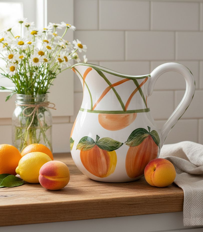 Vintage “Peaches” Ceramic Pitcher – Designed by Barbara Eigen for Block Opaque Mode (Portugal)