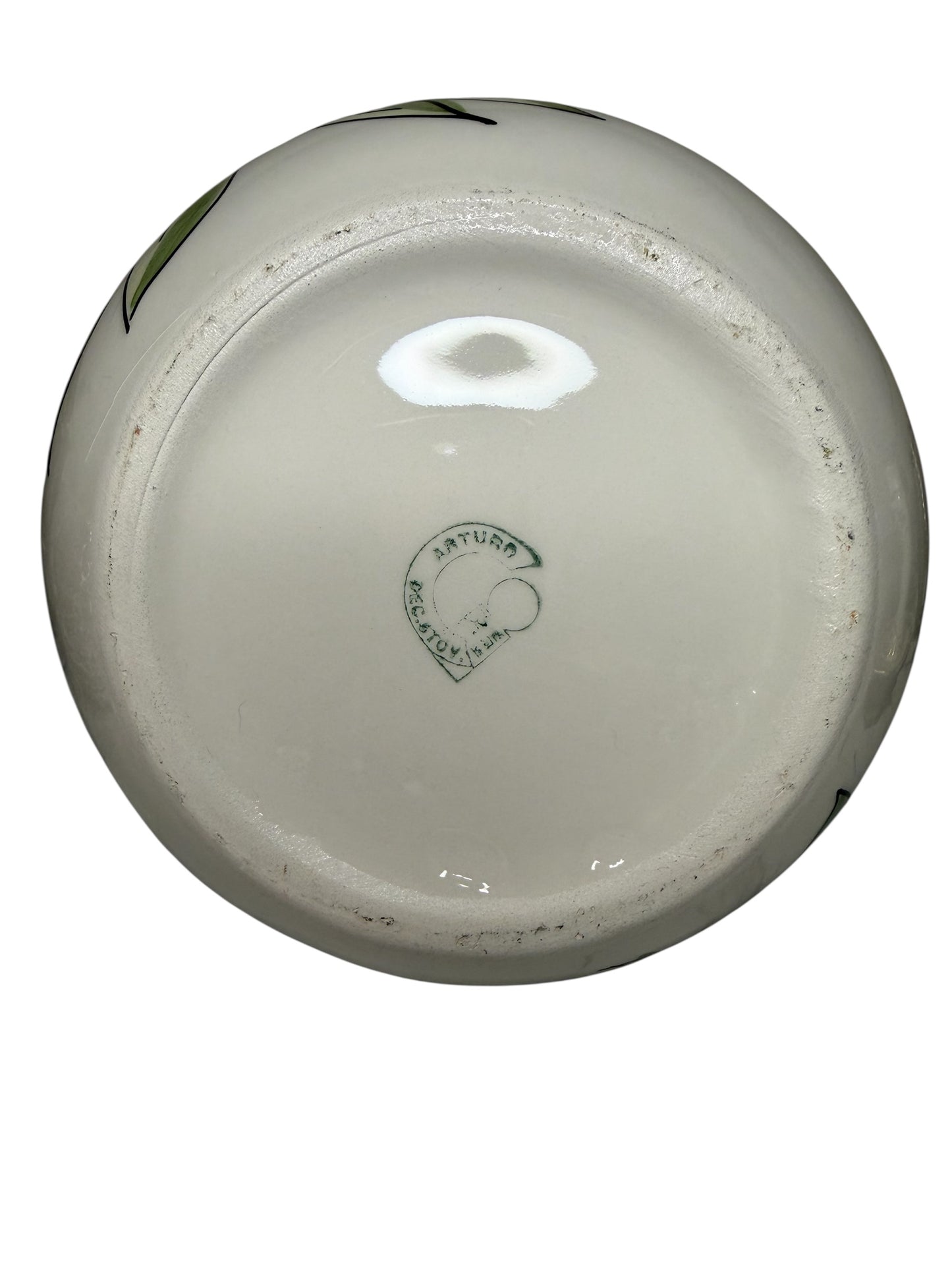 Italian Hand-Painted Vintage Grape Pitcher by Arturo | White Stoneware Fruit Motif