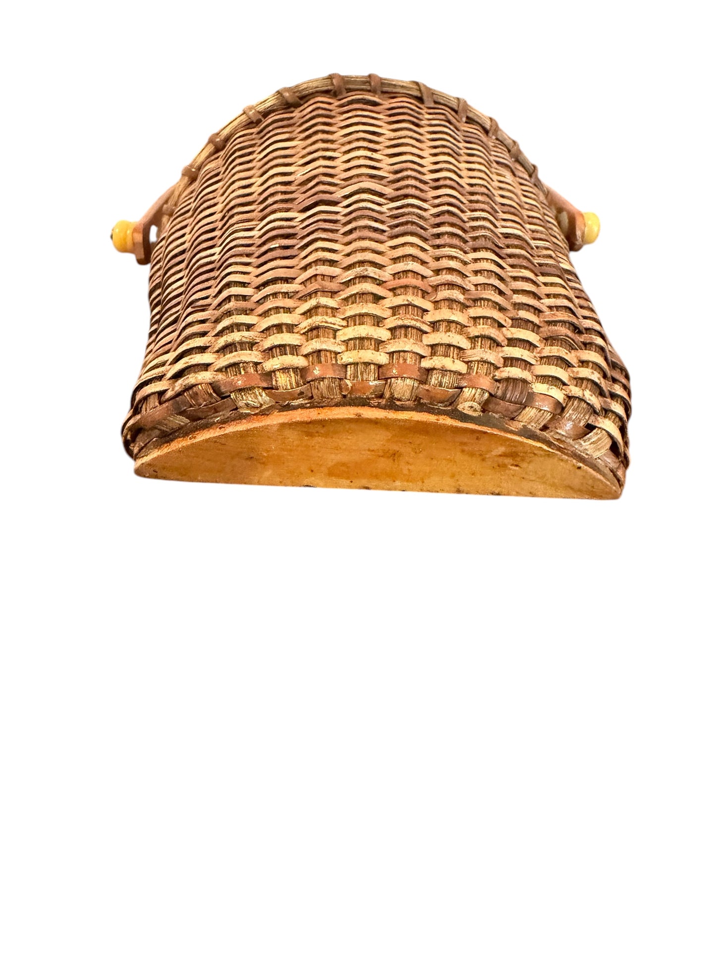 Woven Wicker Gathering Vintage Basket with Wooden Handle | Nantucket-Style Storage Basket