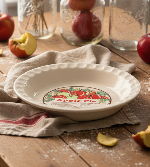 Sunnycraft “Sunny’s Pride” Vintage Apple Pie Recipe Baking Dish | Farmhouse Kitchen Decor | Stoneware Pie Plate