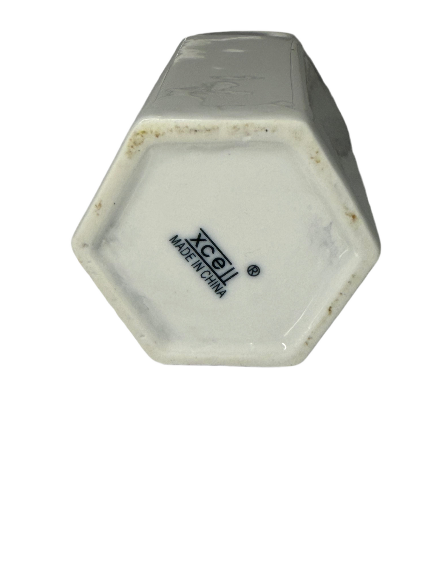 Vintage Xcell White Ceramic Cruet with Stopper – Hexagonal Oil/Vinegar Bottle