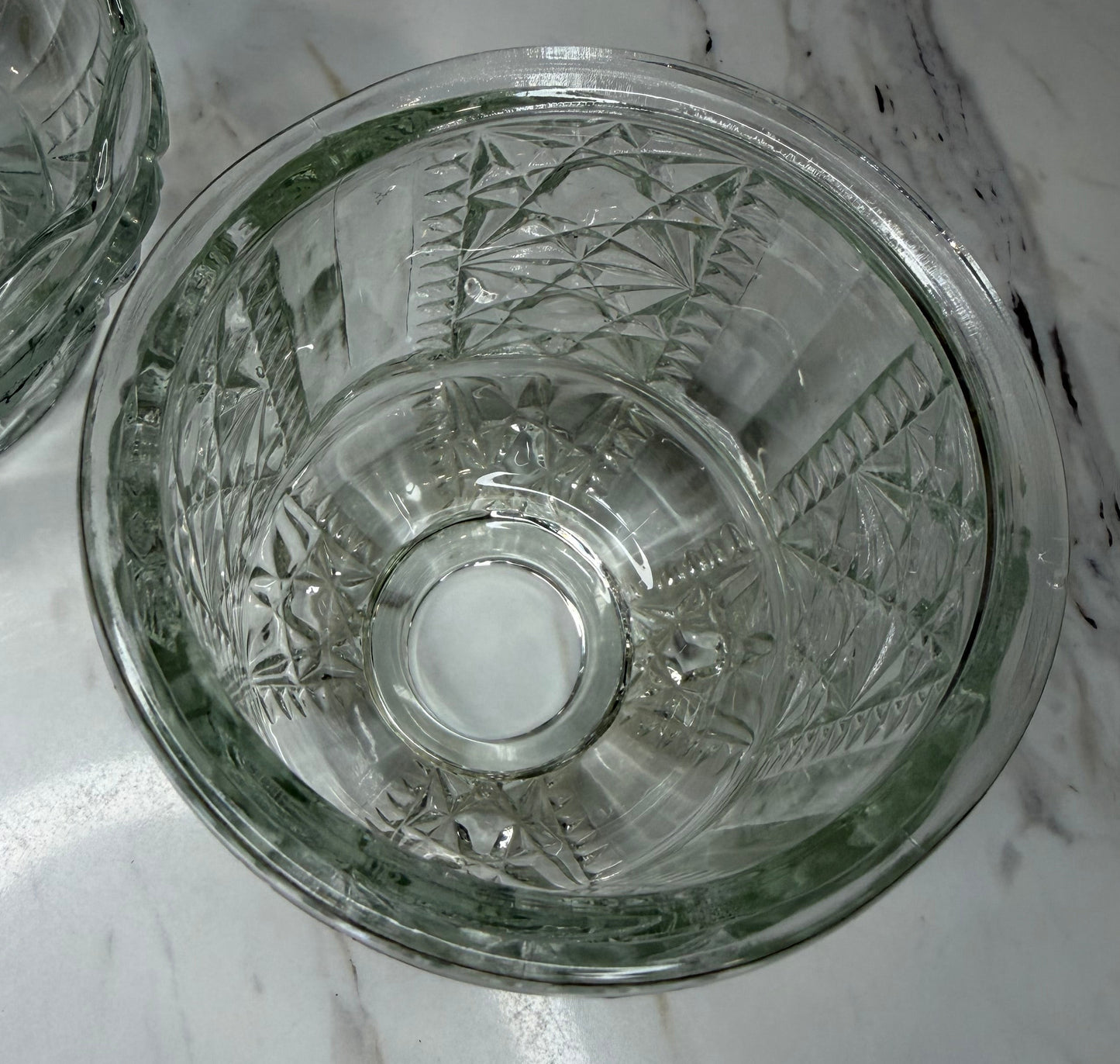 Vintage Indiana Glass “Stars and Bars” Fairy Lamp | Clear Pressed Glass – 2 Piece – 1960s