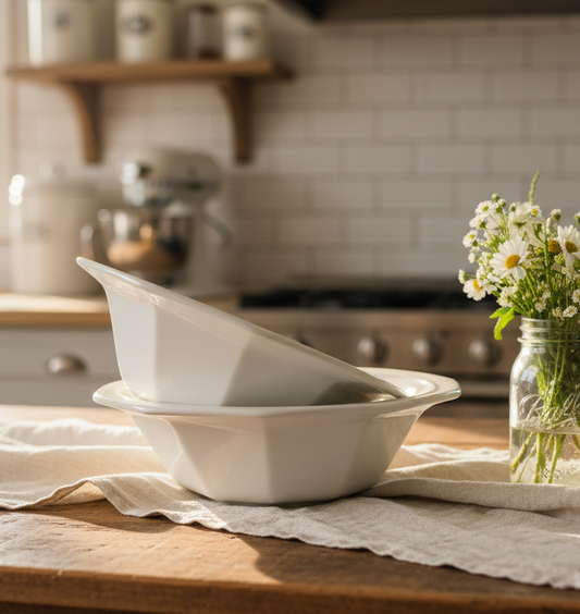 Vintage Set of 2 Pfaltzgraff Heritage White Round Vegetable Serving Bowls | Stoneware