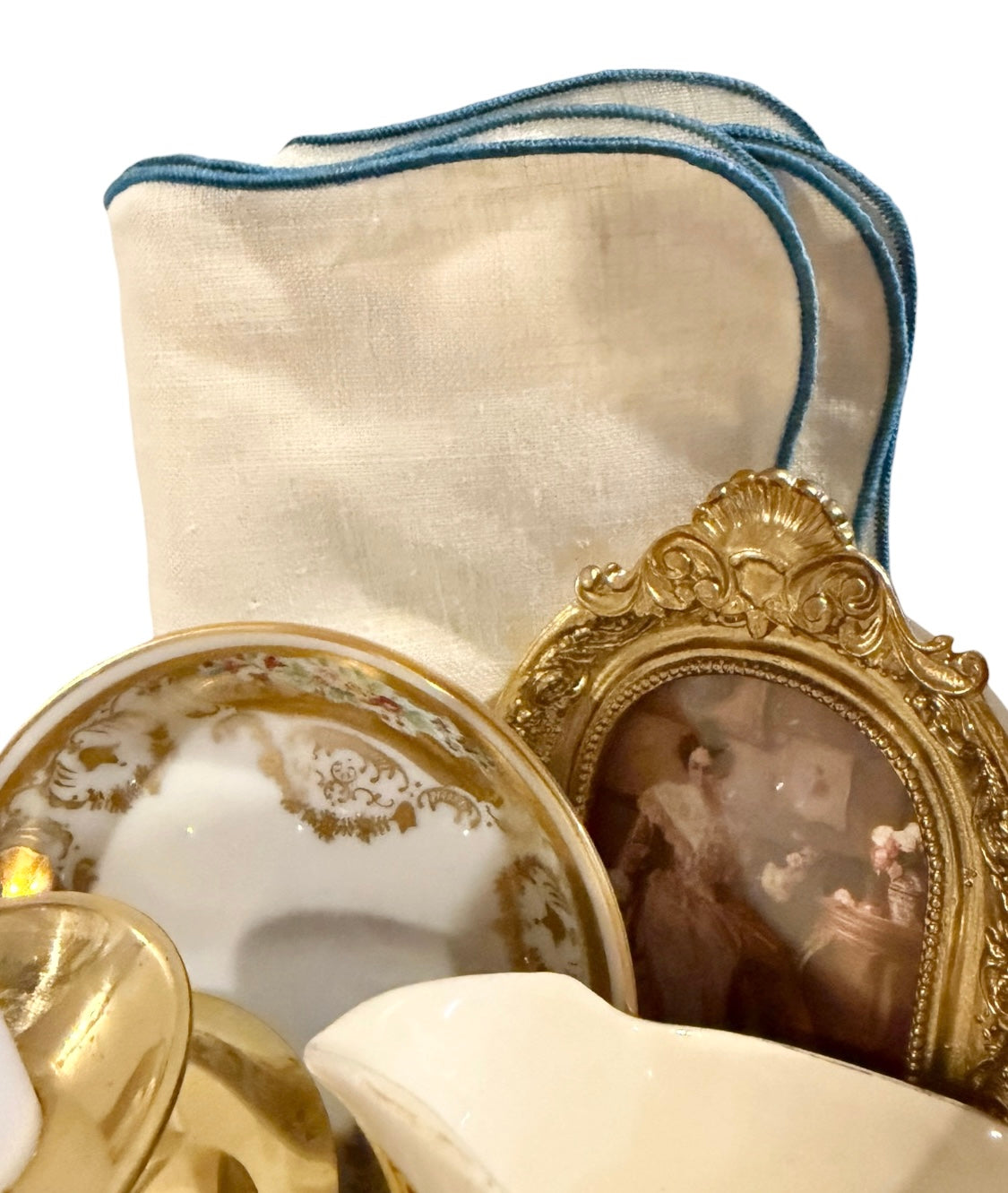 Curated Vintage Grandmillennial Basket | Collected Charm Home Decor Bundle