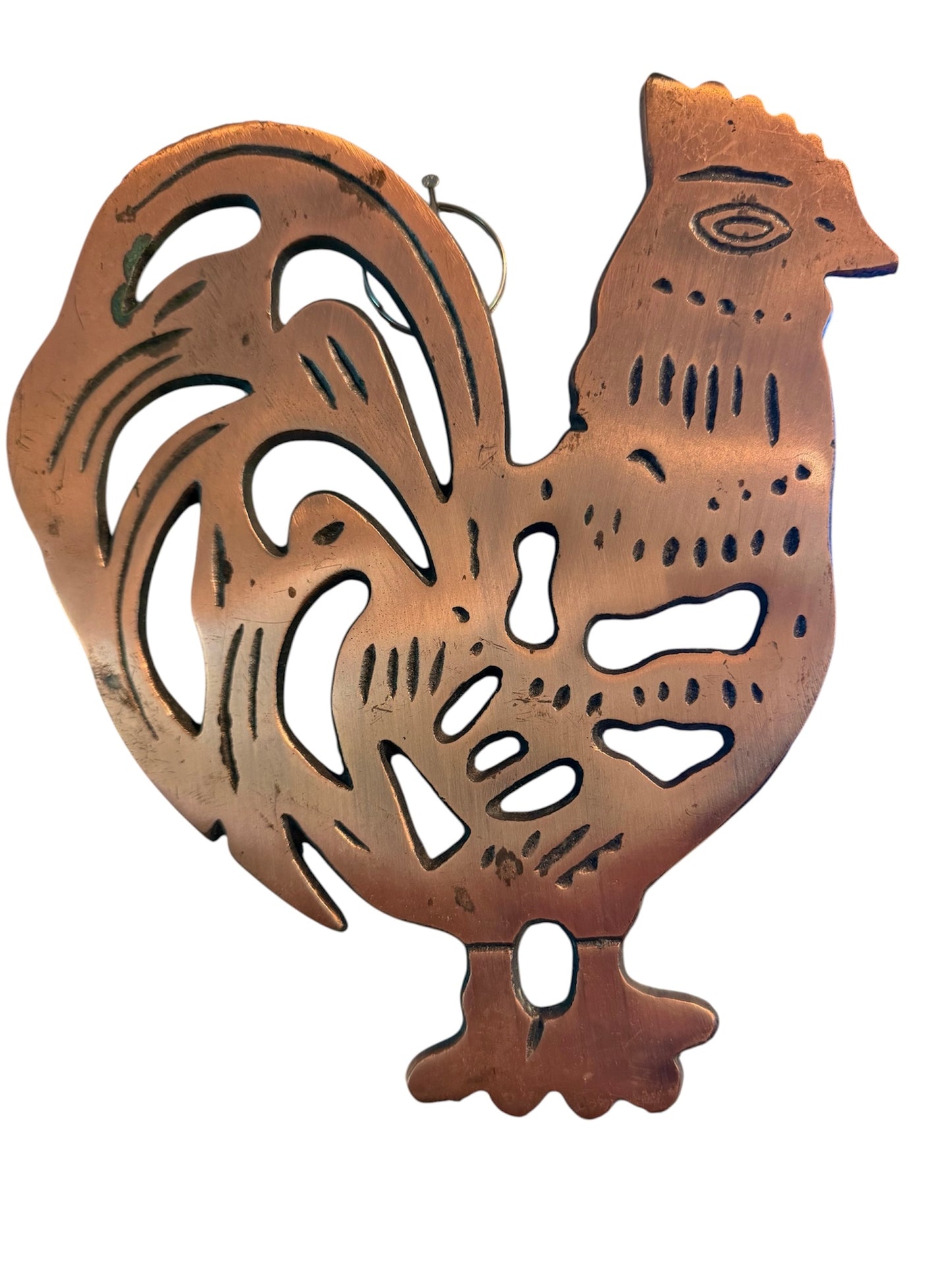 Copper Vintage Rooster Trivet | Farmhouse Kitchen Decor | Rustic Wall Hanging